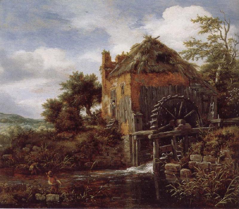 Jacob van Ruisdael Thatch-Roofedhouse with a water Mill oil painting image